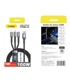 Andowl Καλώδιο Δεδομένων 4σε1 100W 150cm Q-SJ150 - Data Cable