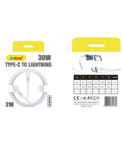 Andowl Καλώδιο φόρτισης USB 2 μέτρων Type-C σε Lightning 30W Q-SJ210- USB Data Cable
