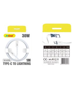 Andowl Καλώδιο φόρτισης USB 1 μέτρων Type-C σε Lightning 30W Q-SJ220- USB Data Cable