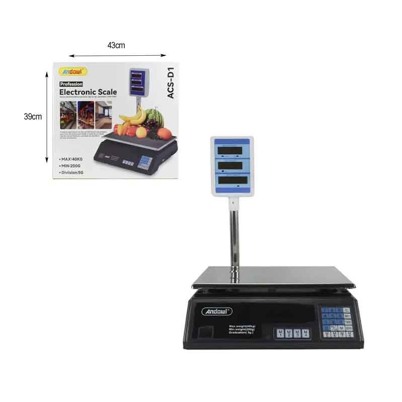 Andowl Ηλεκτρονική ζυγαριά 40KG τριπλής οθόνης ACS-D1- Electronic Scale - Image 4