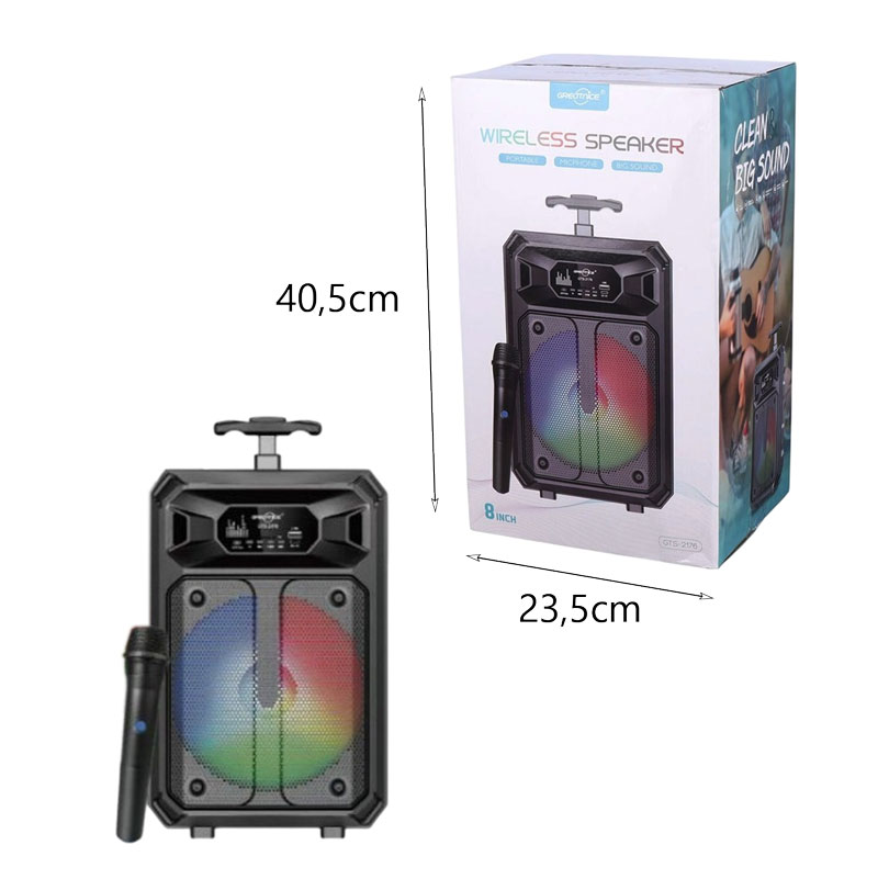 Ασύρματο Ηχείο Karaoke με Μικρόφωνο & Φωτισμό LED 8’’ GTS-2176 - Wireless Bluetooth Speaker with Microphone & LED Lights - Image 2