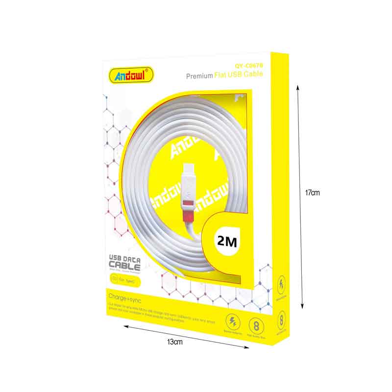 Andowl Καλώδιο μεταφοράς δεδομένων USB 2.0 2m TypeC QY-C067B- Data Cable - Image 2