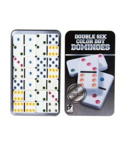 Έγχρωμο Ντόμινο σε Μεταλλικό κουτί 28 τεμ. – Double six color dot dominoes