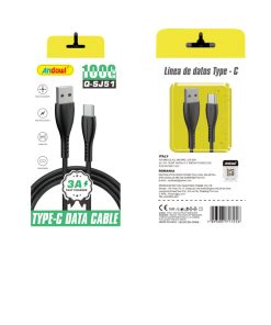 Andowl Καλώδιο δεδομένων USB σε Type-c 3A 1M Q-SJ51 - Data Cable