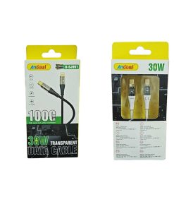Andowl  Διαφανές καλώδιο δεδομένων USB σε Lighting Q-SJ870 - Transparent Data Cable