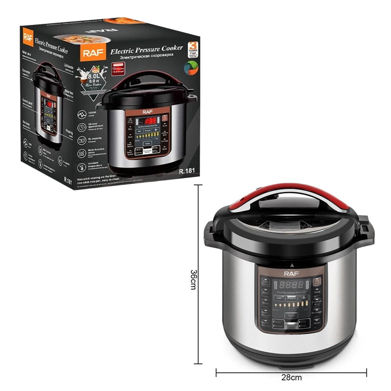 RAF Ηλεκτρικός Πολυλειτουργικός Πολυμάγειρας Υψηλής Πίεσης 8L 1350W R.181 - Electric Pressure Cooker - Image 6