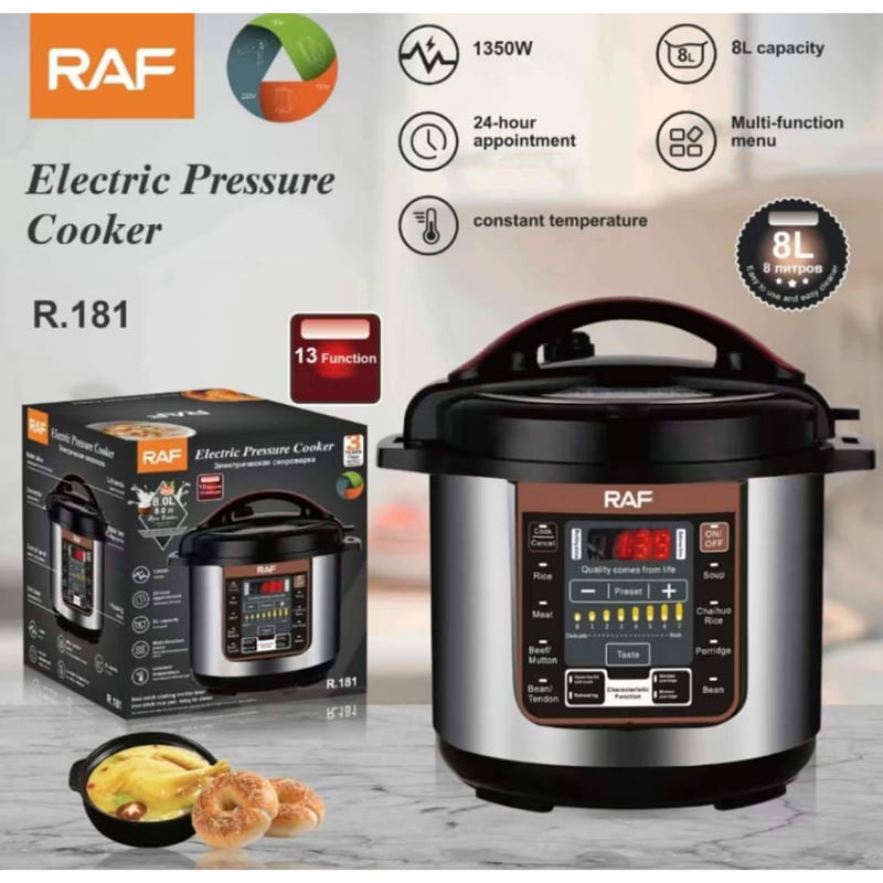 RAF Ηλεκτρικός Πολυλειτουργικός Πολυμάγειρας Υψηλής Πίεσης 8L 1350W R.181 - Electric Pressure Cooker - Image 2