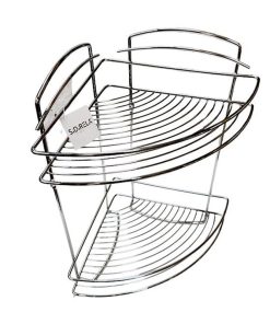 Sidirela Γωνιακή Εταζέρα Ραφιέρα Μπάνιου με 2 Ράφια Μεταλλική 22cmΧ22cmΧ 34cm E-0758 - Corner Bathroom Shelf with 2 Shelves Metal