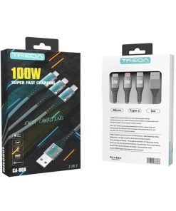 Treqa Καλώδια δεδομένων για γρήγορη φόρτιση 3 σε 1 CA-869 100W - Super fast data cables 3 in 1