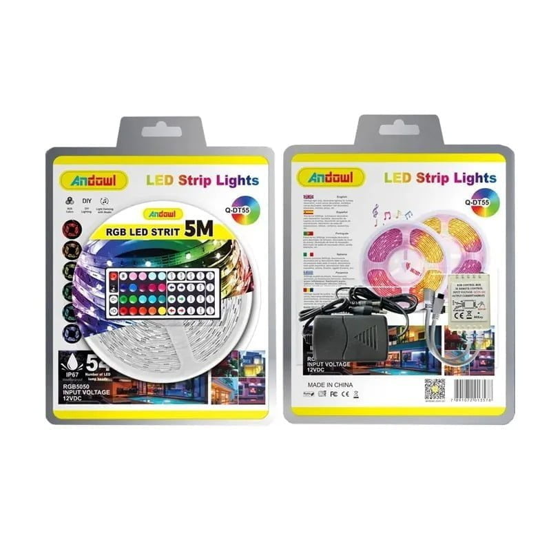 Αδιάβροχη Ταινία LED RGB 5m με Τροφοδοτικό και Τηλεχειριστήριο 12V Q-DT55 - LED strip lights
