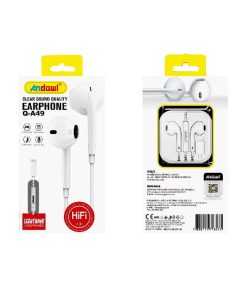 Andowl Ενσύρματα Ακουστικά με Σύνδεση Lightning Q-A49 - Clear Sound Earphone
