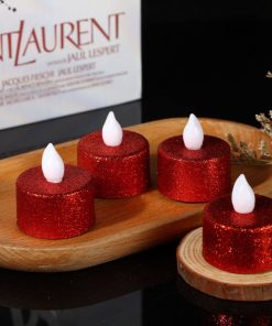 LED dusting pink round red candle light (12PCS)