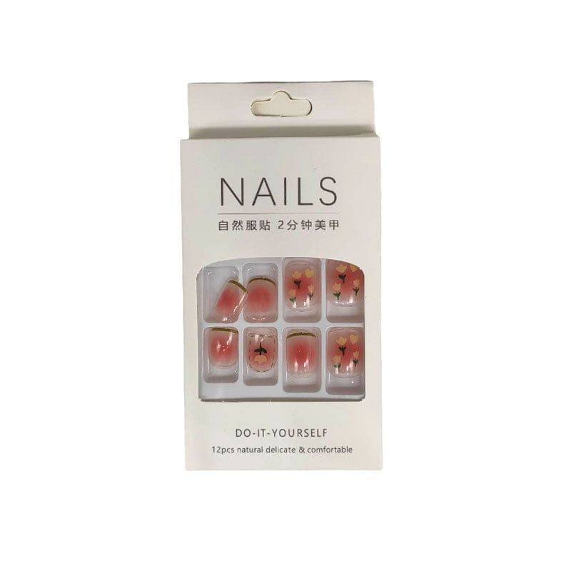 Αυτοκόλλητα νύχια σε διάφορα σχέδια 12 τμχ - Press-on fake nails - Image 3
