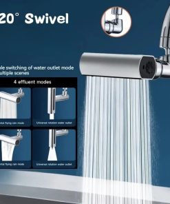 1 τεμάχιο Σύγχρονη Κουζινοβρύση με 3 σε 1 Περιστρεφόμενη Καταρράκτης, Αεροποιητής Εξοικονόμησης Νερού, 360°, 3 Λειτουργίες Ροής | Γυαλισμένη Επιφάνεια, Ενίσχυση Πίεσης, Αντι-Πιτσιλισμός, Βρύση Κουζίνας για RV και Νεροχύτη