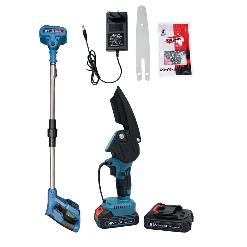 Τηλεσκοπικό αλυσοπρίονο μπαταρίας 98V, ιδανικό για κοπή κλαδιών και εργασίες κλαδέματος σε ύψος χωρίς τη χρήση σκάλας. Διαθέτει εργονομική λαβή και αποσπώμενη προέκταση που επιτρέπει άνετη εργασία και μεγαλύτερη εμβέλεια, προσφέροντας σταθερότητα και ευκολία χειρισμού. Το σετ περιλαμβάνει βασικά αξεσουάρ για άμεση χρήση, όπως φορτιστή, αλυσίδα, οδηγό λάμας και μπαταρίες, ενώ η ελαφριά κατασκευή βοηθά στη μείωση της κόπωσης κατά τη διάρκεια της εργασίας. Κατάλληλο για οικιακή και ημιεπαγγελματική χρήση, για καθαρό και αποτελεσματικό κλάδεμα δέντρων και θάμνων. Χαρακτηριστικά: Τηλεσκοπικός σχεδιασμός για μεγαλύτερο ύψος κοπής Λειτουργία με επαναφορτιζόμενη μπαταρία 98V Εργονομικός και ελαφρύς σχεδιασμός Ιδανικό για κλάδεμα και συντήρηση κήπου Συμπεριλαμβάνονται αξεσουάρ και εξαρτήματα για ολοκληρωμένη χρήση.