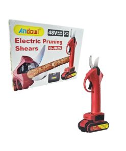 Το ηλεκτρικό κλαδευτήρι Andowl Q-JD25 προσφέρει επαγγελματικό κλάδεμα με ευκολία και ακρίβεια, χάρη στον ισχυρό κινητήρα και την επαναφορτιζόμενη μπαταρία 48V. Με ικανότητα κοπής έως 25mm, είναι ιδανικό για αμπελώνες, ελαιώνες και γενική περιποίηση δέντρων και θάμνων. Περιλαμβάνει δύο μπαταρίες για μεγαλύτερη αυτονομία, καθώς και πρακτική βαλίτσα μεταφοράς. Χαρακτηριστικά: Τύπος: Ηλεκτρικό κλαδευτήρι μπαταρίας Μπαταρία: 2 x 48V επαναφορτιζόμενες μπαταρίες λιθίου Μέγιστη διάμετρος κοπής: 25mm Χρήση: Επαγγελματική και ερασιτεχνική Χρώμα: Κόκκινο Περιλαμβάνει: 1 x Κλαδευτήρι 2 x Μπαταρίες 48V 1 x Φορτιστής 1 x Βαλίτσα μεταφοράς Εγχειρίδιο χρήσης